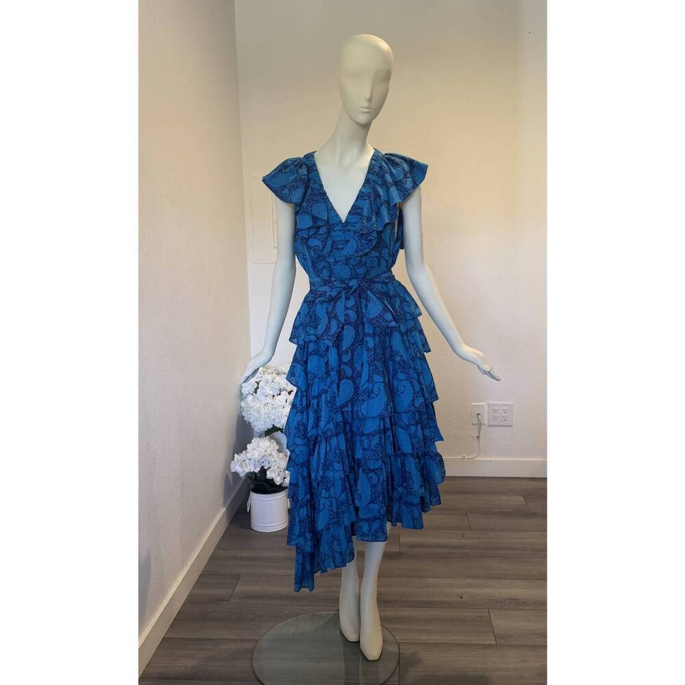 NEW DESERT QUEEN women's floral ruffle long dress in teal